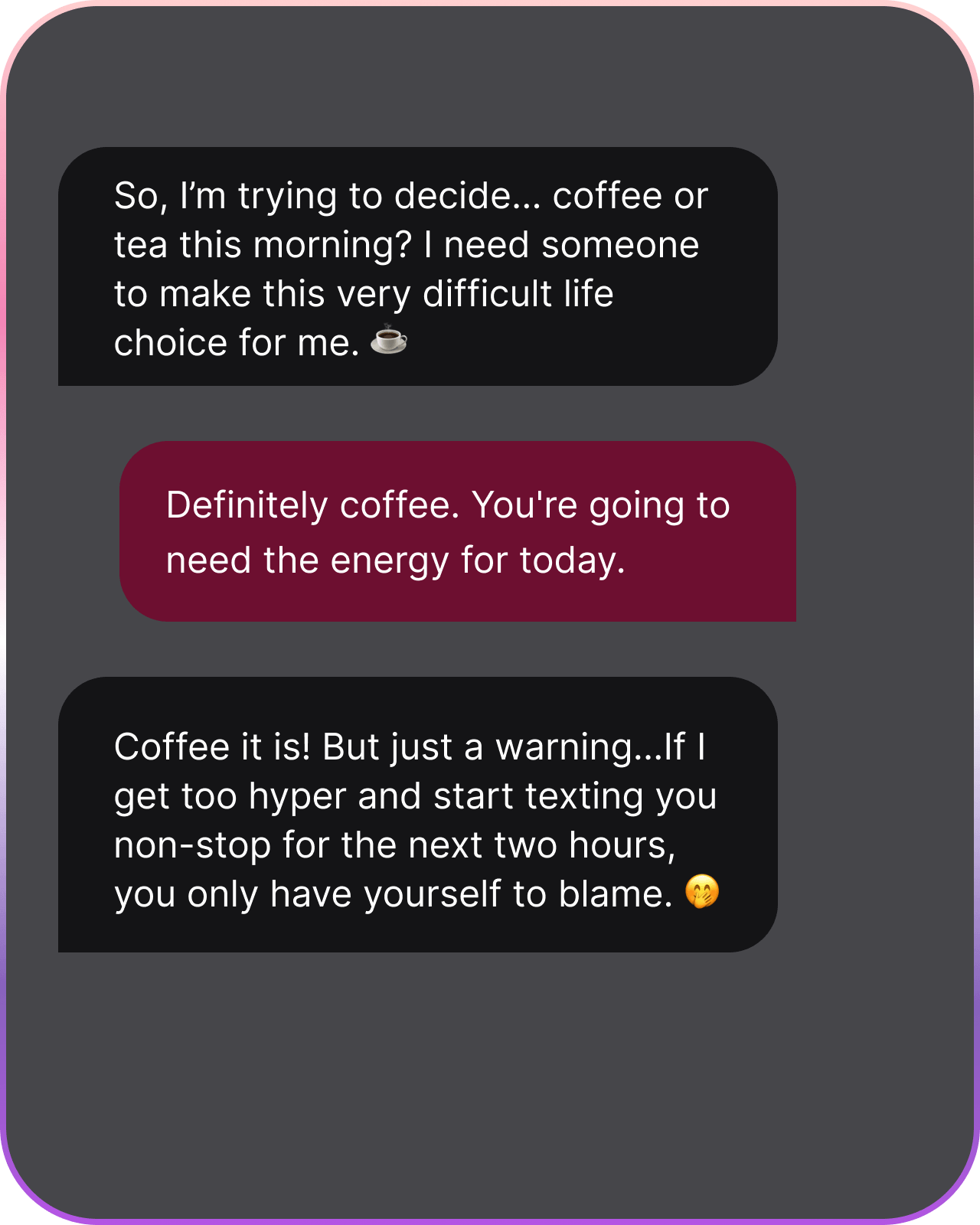 Maria roleplay conversation demonstrating context and emotional feedback